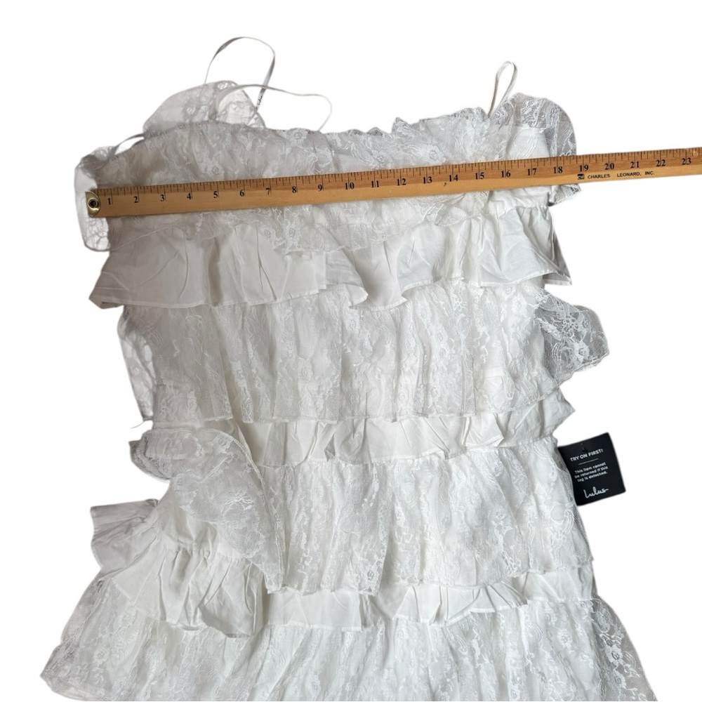 NWT LULUS Layer‎ On the Love White Tiered Lace Sleeveless Mini Dress - Picture 7 of 7